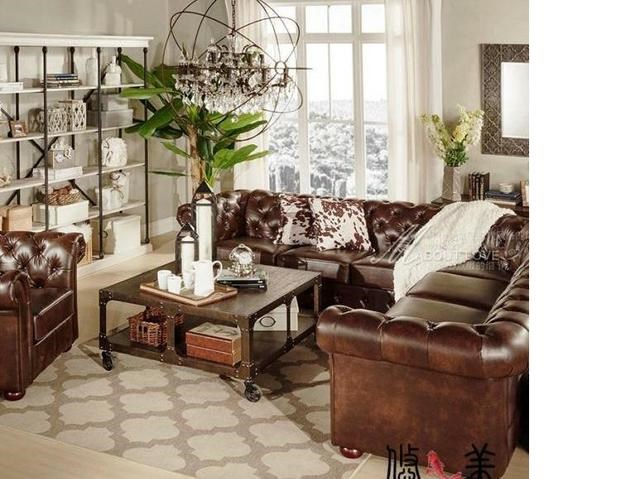 Sofa da Bắc Âu gỗ rắn da lộn phòng khách kết hợp đồ nội thất kích thước căn hộ kiểu Mỹ da sofa nghệ thuật ba - Ghế sô pha ghế sofa bed