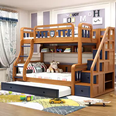 All solid wood high and low beds, double beds, children's beds, upper and lower beds, ash wood, adult children's beds, upper and lower beds, two-layer beds