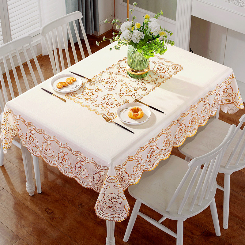 European-style tablecloth hot stamping tea tablecloth fresh simple thickened waterproof oilproof no-wash plastic PVC tablecloth