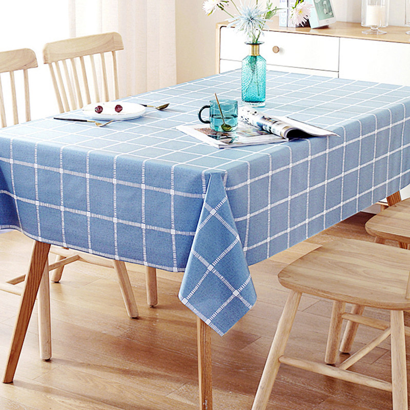 Table cloth anti-water washout tea table grid desk desk cloth PVC small fresh Nordic plastic printing thickened