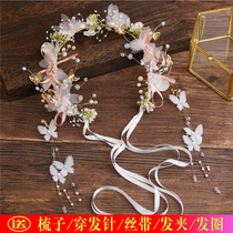 Children's jewelry Japanese and Korean pearl hair accessories Mori fabric super fairy hair wreath princess dress girl performance headdress
