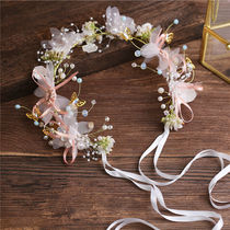 Childrens jewelry Hair band Japan and South Korea fresh pearl hair ornaments Forest department woven super fairy garland Princess dress performance headdress