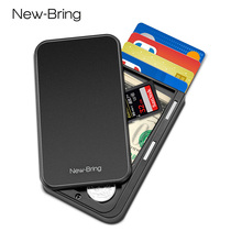 NewBring carbon fiber card bag male ultra-thin high grade small card box metal wallet anti-theft brush degaussing bank card cover