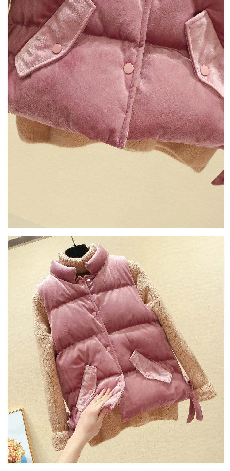 Áo vest nhung cotton vàng nữ ngắn đoạn đông 2018 phiên bản Hàn Quốc mới của áo cổ lọ đứng vest vest xuống vai áo khoác áo khoác nữ kaki