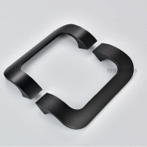 Kitchen balcony Bathroom Tempered frameless glass door handle Black wooden door handle Door handle double open installation