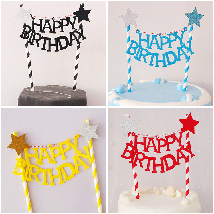 Colorful letters Birthday cake plug card plug flag Dessert table cake decoration Children's cake plug flag