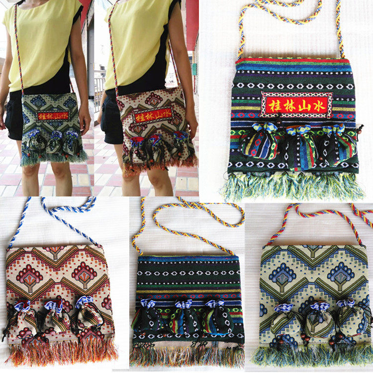 Guangxi National Fashion Bag Zhuang Travel Souvenirs Nationality Hand-knit Handmade Handy Handy Bag