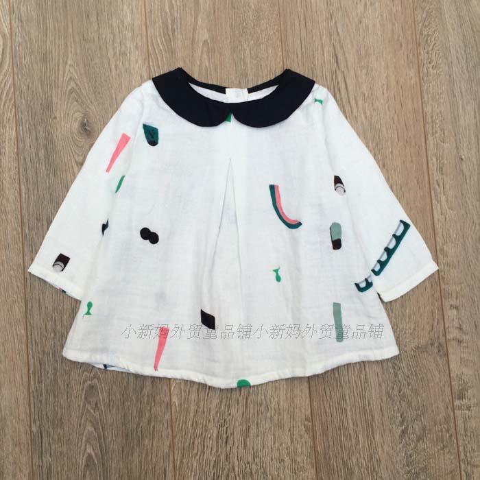 Foreign trade export original single organic cotton pure cotton double-layer gauze A-type female treasure top doll collar shirt