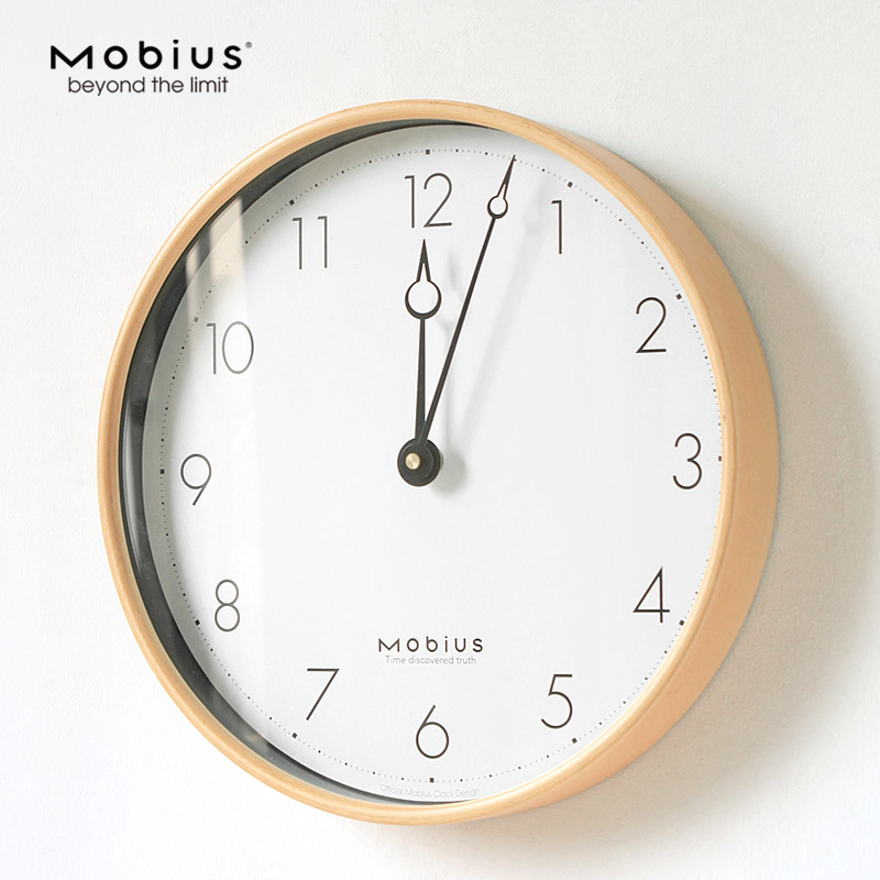 Mobius muted solid wood home clock hanging bell living room hanging table wooden wall clock-style dining room quartz clock-Taobao