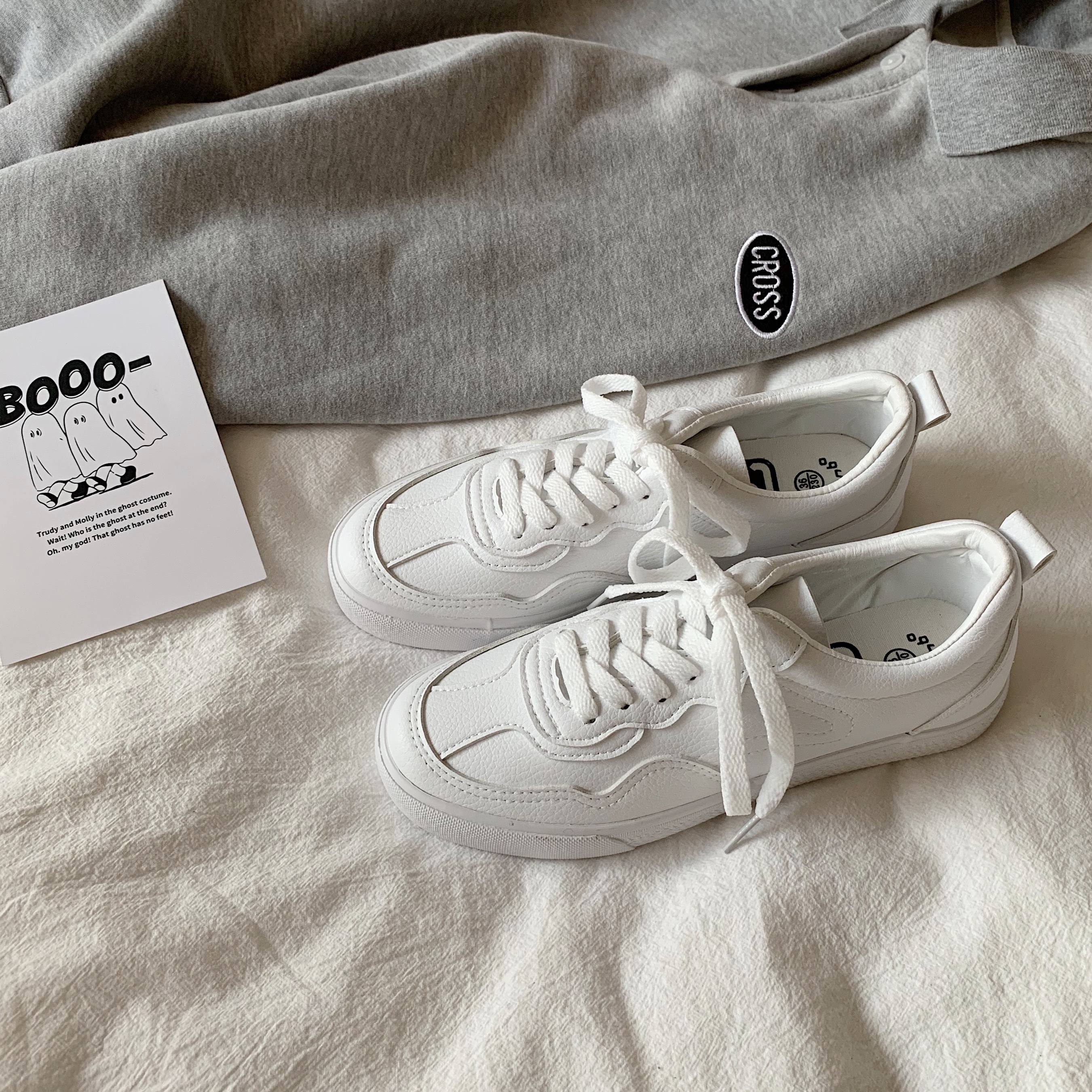 Jiang Zhishu 2022 spring new all-match leather small white shoes female chic Hong Kong style student flat casual shoes trend