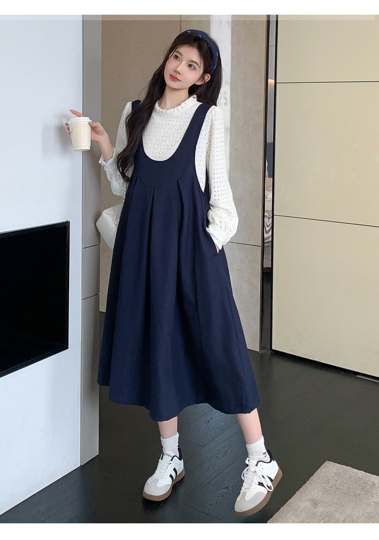 孕妇套装2026新款秋装高级感背带裙镂空针织上衣秋冬孕妈妈两件套 — 13