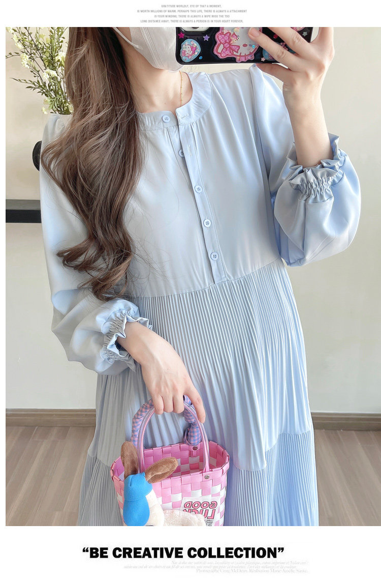 Maternity Wear 2026 New Autumn Style Loose Slimming Pleated Dress for Pregnant Mothers, High-End Nursing Long Dress — 19