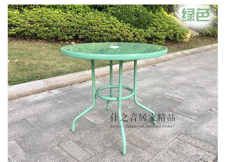 Kính cường lực bàn tròn ngoài trời ăn uống và công viên giải trí sân lắp ráp có thể tháo rời ô ô Huitong đồ nội thất 80 CM ban ghe ban cong