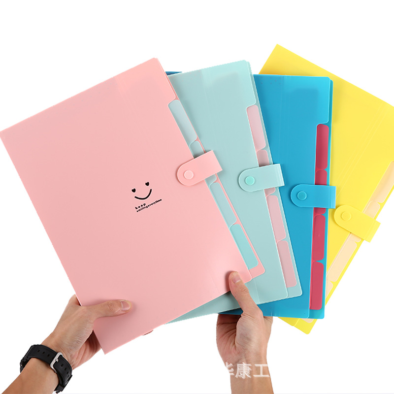 Han Edition Lovers Smiling 5-in Multi-Clamping Bag a4 Paper Information Kit Multi-functional Student Containing Folder