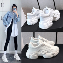 Net red father shoes womens shoes ins tide leather wild 2021 spring new thick bottom explosion small white shoes spring and autumn