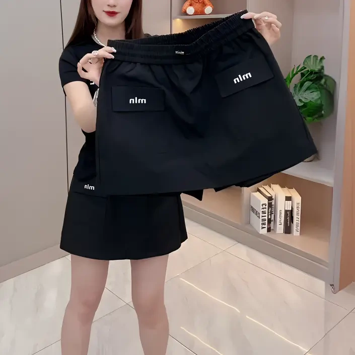 Black Slimming Skirt Pants for Women 2025 Summer New Plus Size Sports Casual Elastic High Waist Wide Leg Shorts for Chubby Girls Black Slimming Skirt Pants for Women 2025 Summer New Plus Size Sports Casual Elastic High Waist Wide Leg Shorts for Chubby Girls