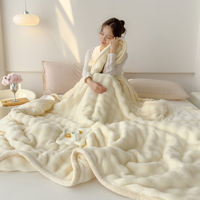 Class A milk velvet blanket winter rabbit coral velvet office shawl small blanket nap blanket sofa cover blanket