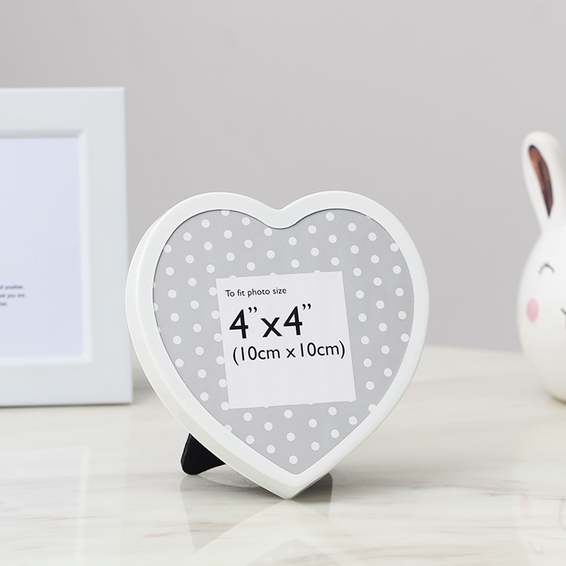 4 Inch Heart-shaped Photo Frame Swing Table White Square Creative Combo Valentine's Day gift lovers table white wash photos