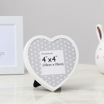 4 inch heart-shaped photo frame table white square creative combination photo frame Valentines Day gift couple confession wash photo