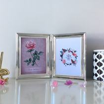 High-end European American Korean-style light luxury creative double-sided folding metal 7-inch photo frame setting wide side seven-inch