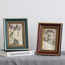 Creative classic retro solid wood table frame 6 inch 7 inch European and American living room stereo photo wall frame 3R4R