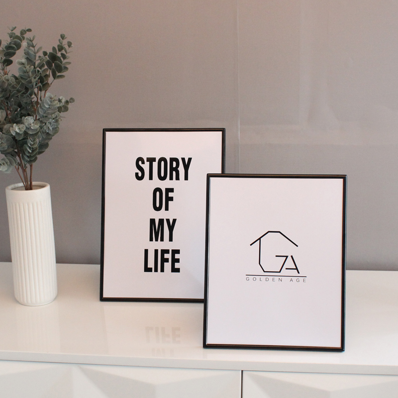 Photo Frame Display Stand 5 Inch 6 7 8 10 12inch Narrow Edge Simple 4R3R Black Metal Wall-Mounted Small Fresh Style