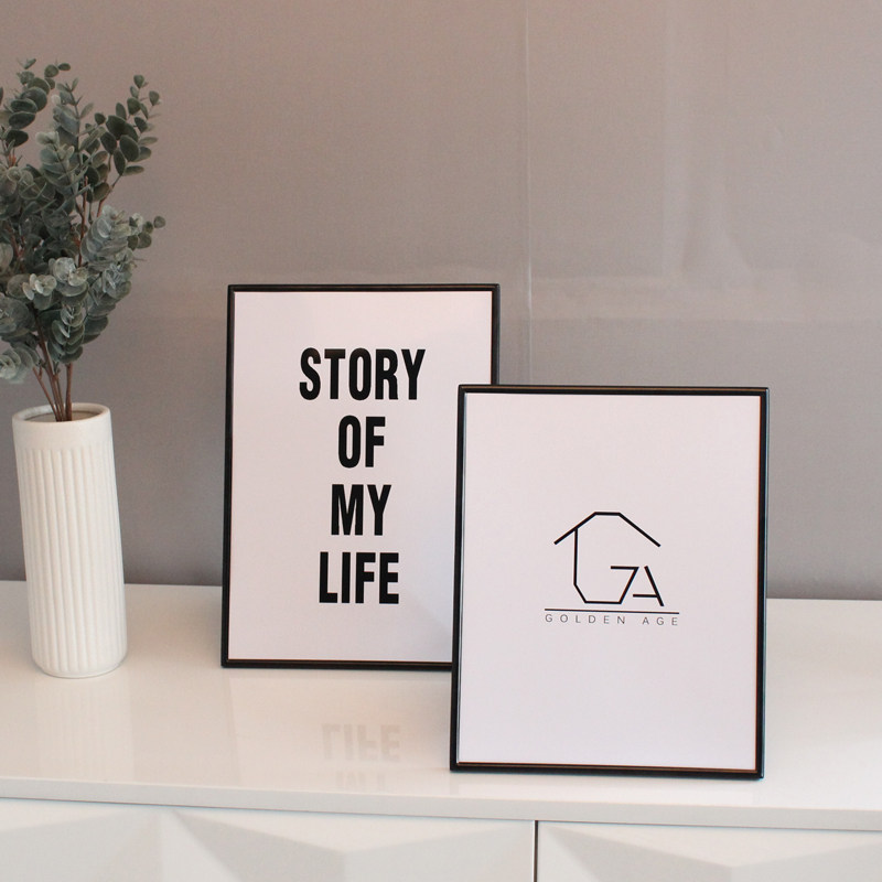 Wedding Registration Photo photo frame swing table 6 inch 7 8 10 12 slim narrow minimalist modern black metal hanging wall