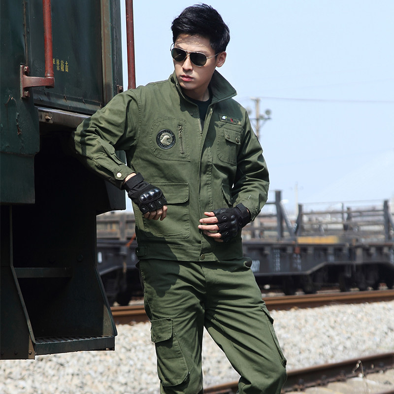 Army green camouflage suit men's spring and autumn overalls U.S. 101st Airborne Division special forces cotton field wear-resistant women