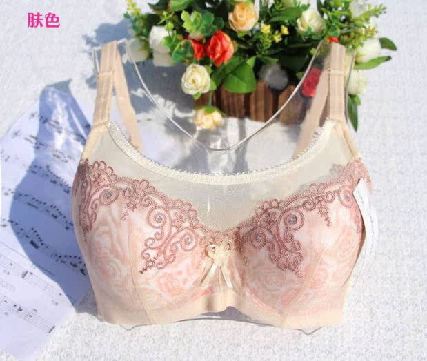 Full cup bra phần thu thập điều chỉnh loại chống ánh sáng áo ngực đậu đỏ đồ lót đích thực kích thước lớn áo lót su
