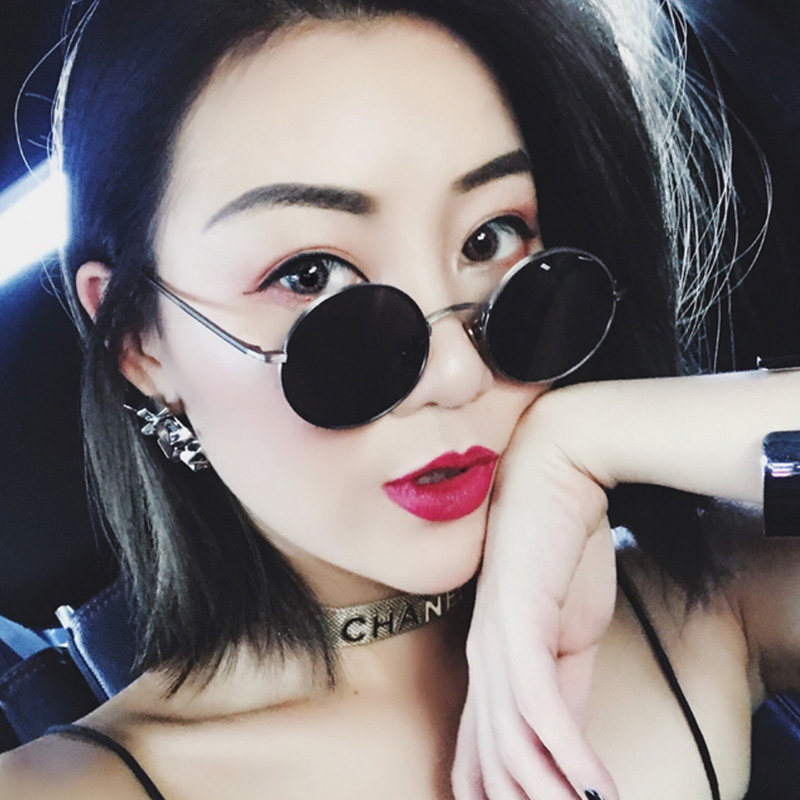 Sunglasses Men's and women's round sunglasses Vintage sunglasses Women's round sunglasses Men's round frame star with the same