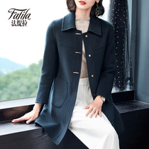 Small mother double-sided cashmere coat female long 2020 new autumn and winter double-sided woolen coat