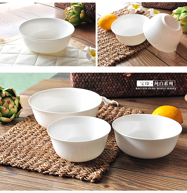 Bát cơm trắng xương sứ bát canh bát sứ gia đình bát đặt Trung Quốc cỡ phở ăn liền bát Trung Quốc dĩa nhựa