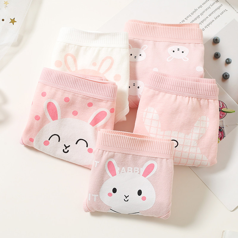 Pink rabbit cartoon animal cute girl soft cute girl underwear cotton student breifs breathable sweet