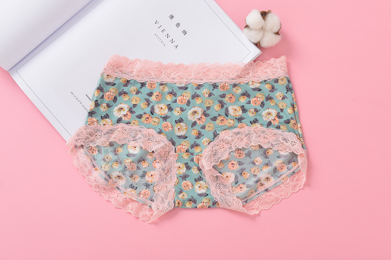 5 túi Sexy ren bên sữa lụa phụ nữ eo túi hip đồ lót hoa dễ thương tóm tắt mùa hè quần lót nữ thun lạnh bóng