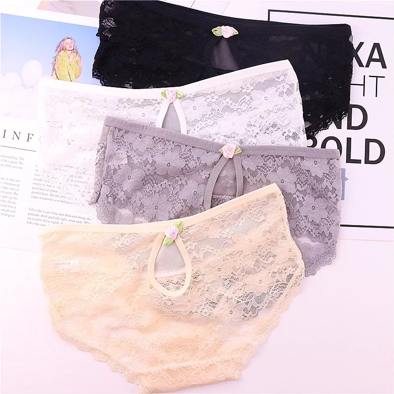 5 món đồ lót cô gái ren gợi cảm của phụ nữ rỗng hoa rỗng eo thấp rắn màu quanlotnamsexy