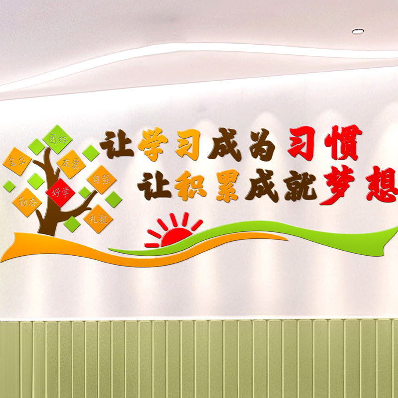 Kindergarten Themed Wall Wall Sticker Decoration 3d Stereoacrylic Elementary School Middle School High School Classroom Placement Creative Collage