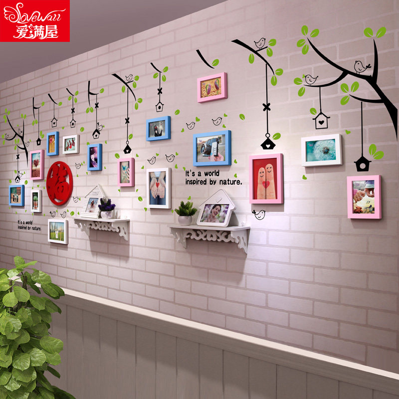 7 inch 5 inch photo frame creative wall hanging combination corridor stairs photo wall Photo frame wall decorative shelf Photo wall stickers