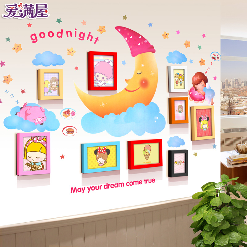 Child Hanging Wall Photo Frame Combination 5 Inch 7 Inch Solid Wood Photo Frame Creativity Group Brief Modern Baby Photo Wall Frame