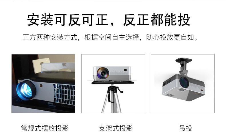 COOLUX Âm nhạc tuyệt vời Máy chiếu FUN gia đình HD nhỏ cầm tay không màn hình TV 1080P rạp hát tại nhà điện thoại di động WiFi không dây Android Apple với màn hình văn phòng thông minh Máy chiếu 4K - Máy chiếu
