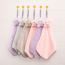 Cute hanging coral fleece super absorbent hand towel padded children cartoon bathroom hand cloth cloth towel