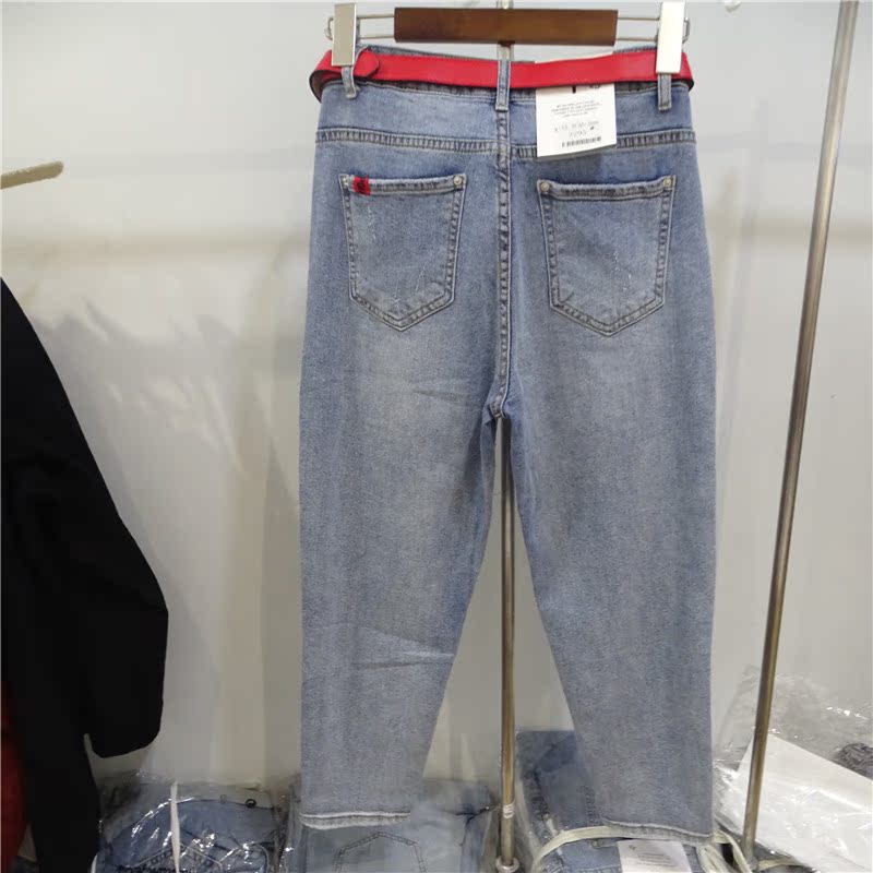 Theo Hyun Han 3295 trắng quần denim mỏng đa năng 2019 hè mới quần nữ thời trang chín quần - Cộng với kích thước quần áo áo moschino