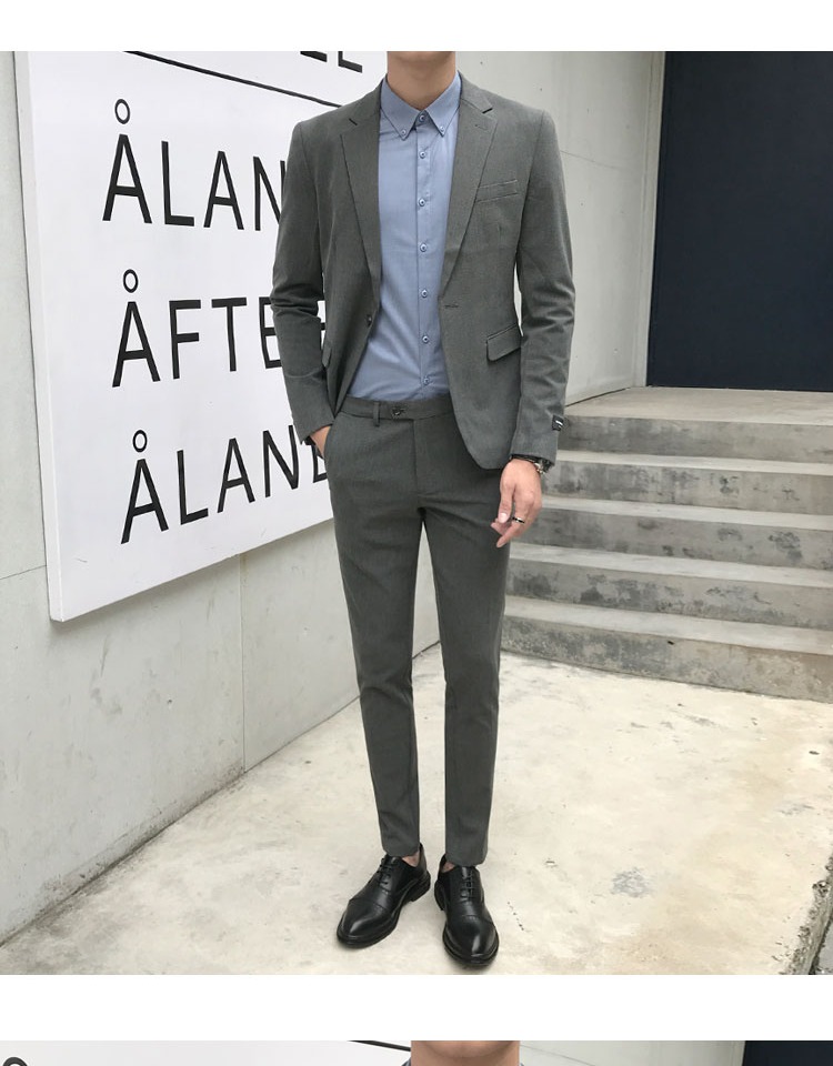 Suit nam phù hợp với giới trẻ Slim suit kinh doanh phiên bản Hàn Quốc của xu hướng giải trí kiểu Anh đẹp trai không vảy nhỏ phù hợp với nam bộ vest nam trẻ trung