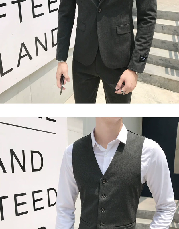 Bộ đồ vest nam ba mảnh phiên bản Hàn Quốc của bộ đồ cưới kinh doanh tự trồng phù hợp với bộ vest nóng miễn phí