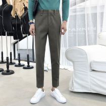 Casual trousers mens slim body woolen pants men Korean version of business dress pendant suit pants British trend little pants
