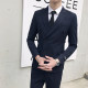 Men's striped high-end suit suit double-breasted slim casual British formal small suit men's wedding dress