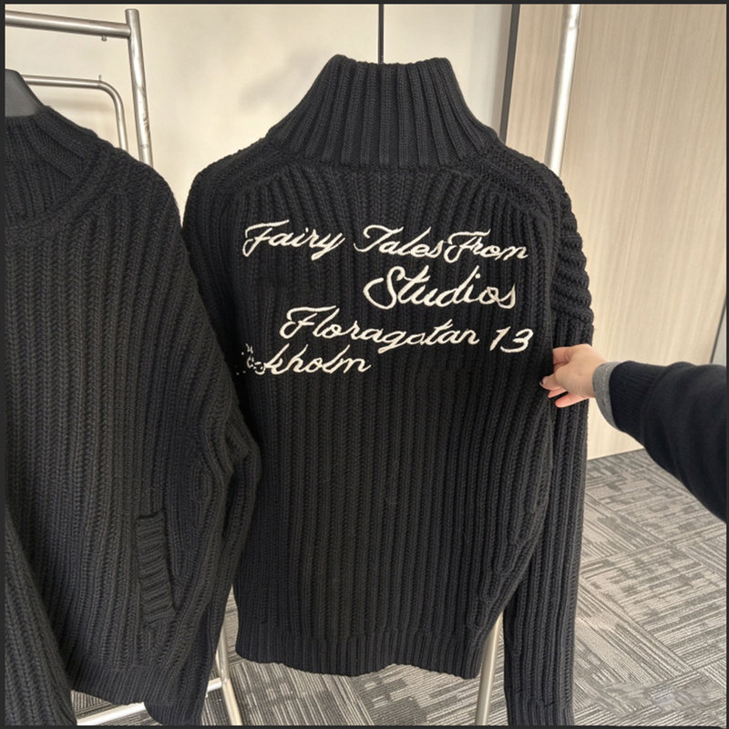 Share Favorite Trendy Brand 1996 Embroidered Vintage Sweater Ac Chunky Knit Cardigan Unisex Jacket