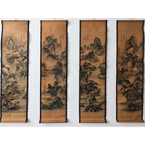 Antique collection living room hanging painting old landscape flowers and birds plum orchid bamboo chrysanthemum calligraphy four-screen calligraphy and painting office decorations