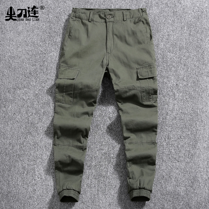 Autumn-winter plus suede thickened workwear pants multiple pockets warm bunches pants loose outdoor sharp knife with large pocket camouflate pants-Taobao