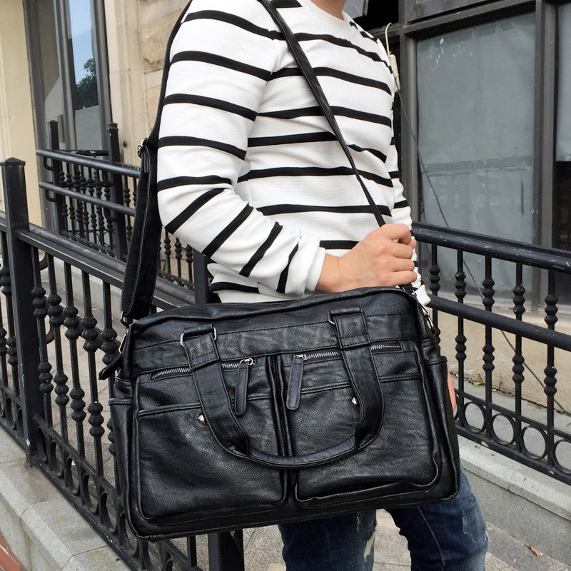 Leather business casual handbag men's briefcase Korean version men's messenger bag cowhide outdoor travel computer bag