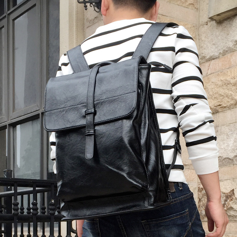 Real leather rear shoulder bag male Korean version Trend college student bag brief outdoor 100 hitch travel bag casual small scapegoat